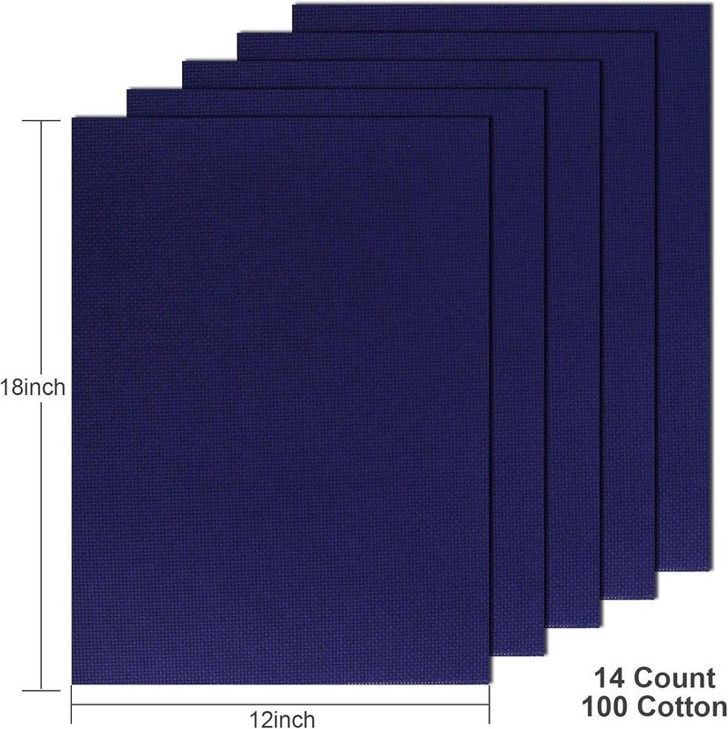 Donmon Aida Cloth 14 Count Cross Stitch Fabric,12×18inch,5Pcs (Navy) - Image 4